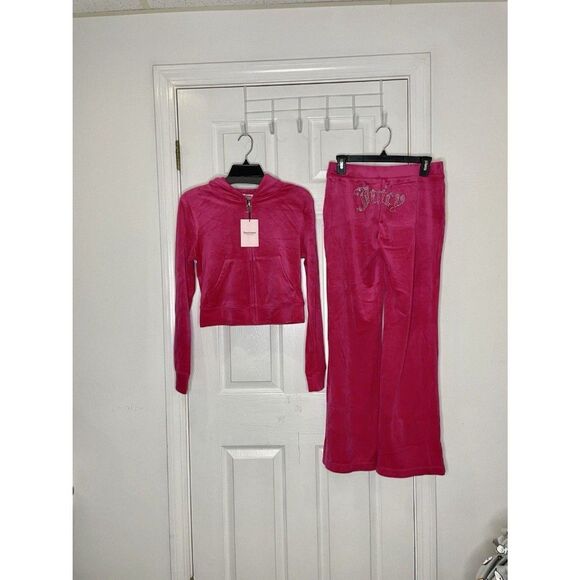 Juicy Couture Size M Velour Tracksuit Set Vixen Pink OG Logo NWT Y2K - Picture 7 of 8